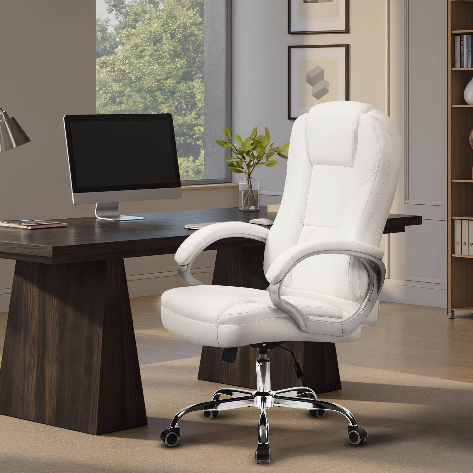 Alt View 7. Neo Chair - Ergonomic Gaming Office Chair High Back Adjustable PU Leather Lumbar Support Swivel Rolling Wheels Executive Task Chair - 2. White.