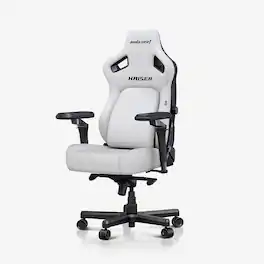 AndaSeat - Kaiser 4 Premium Ergonomic Office Gaming Chair with Superior Leather, Upgraded Lumbar, Wide Seat & 6D Armrests – L Size - Cloudy White