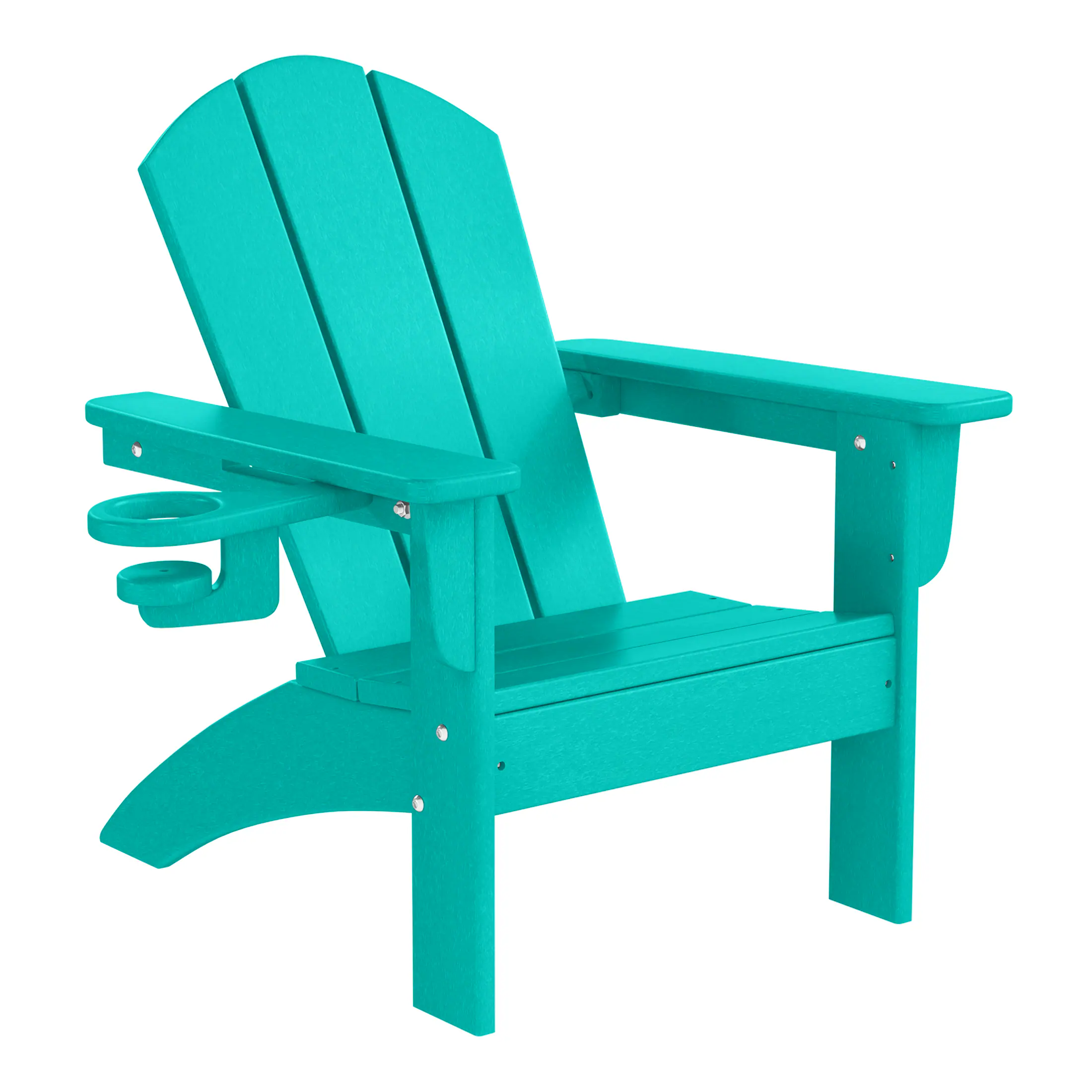 Left. WestinTrends - WestinTrends Malibu 3-Piece Kids HDPE Adirondack Chairs Set with Square Side Table and Cup Holders - Turquoise.