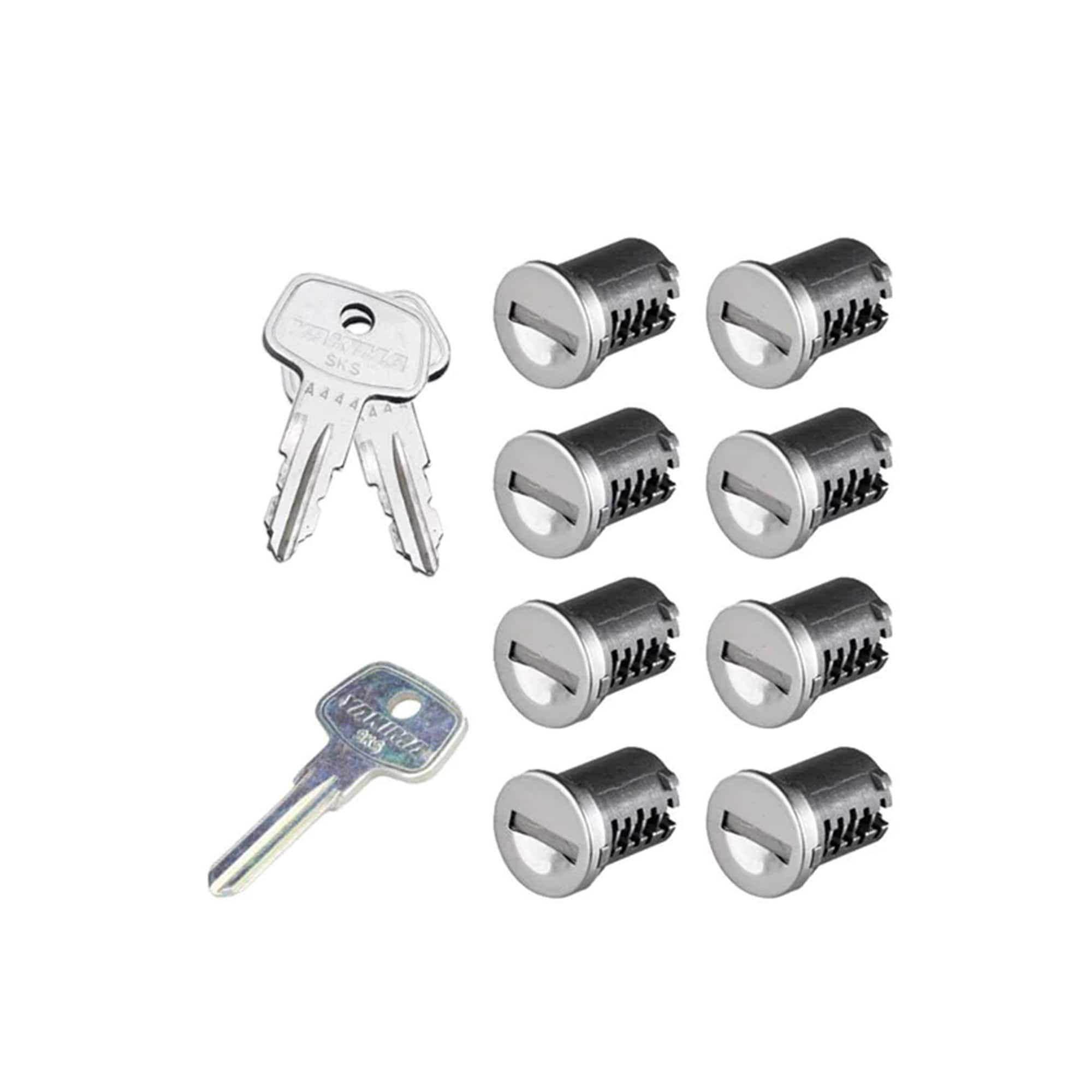 Yakima - Car Rack System Component SKS Lock Cylinder Core Kit with Key (8 Pack) - Silver