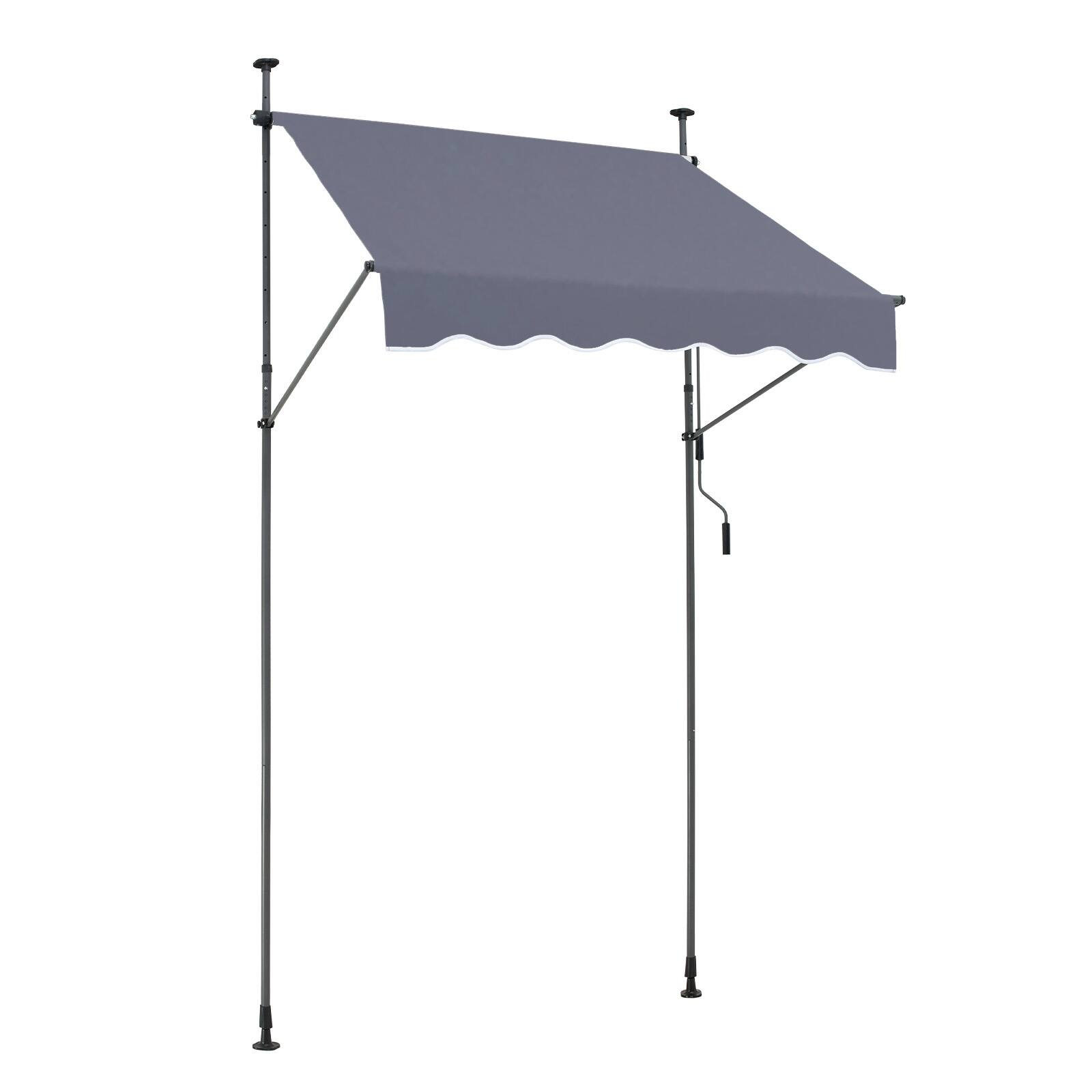 Alt View 5. VEVOR - 59 x 47" Patio Awning Retractable, Awning Sunshade Shelter with Manual Crank Handle, Outdoor Patio Canopy Sunsetter Deck - Gray.