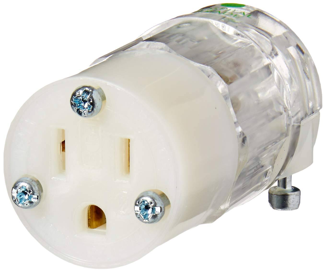 Left. Leviton - Leviton Industrial Nylon Grounding Connector Non-NEMA 2 Pole 3 Wire - Clear.
