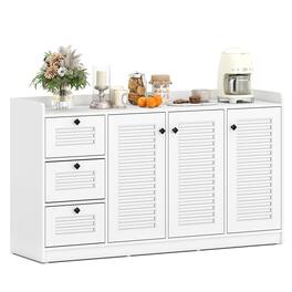 Gymax - 63'' Buffet Cabinet w/ Storage 3 Doors & 3 Drawers Anti-Tipping Kits - White