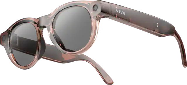 Front. HTC - VIVE Eagle™ AI Glasses – Round, Sunglass Lens - Clear Brown.