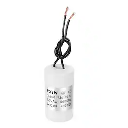 Unique Bargains - 12uF CBB60 Running Capacitor, AC 250V Cylinder 2 Wire for Air Conditioner, Compressor, Washing Machine - White