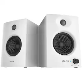 OHAYO - Computer Speakers, 2.0 Stereo,Bluetooth 5.3, 3.5mm AUX and RCA Input Desktop Audio Speaker for PC Laptop Gaming - White