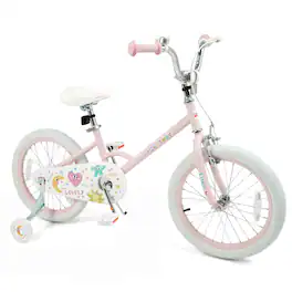 Costway - 18 Inch Kids Bike for Girls Boys Age 3-8 Years with Training Wheels, Coaster Brake - Pink