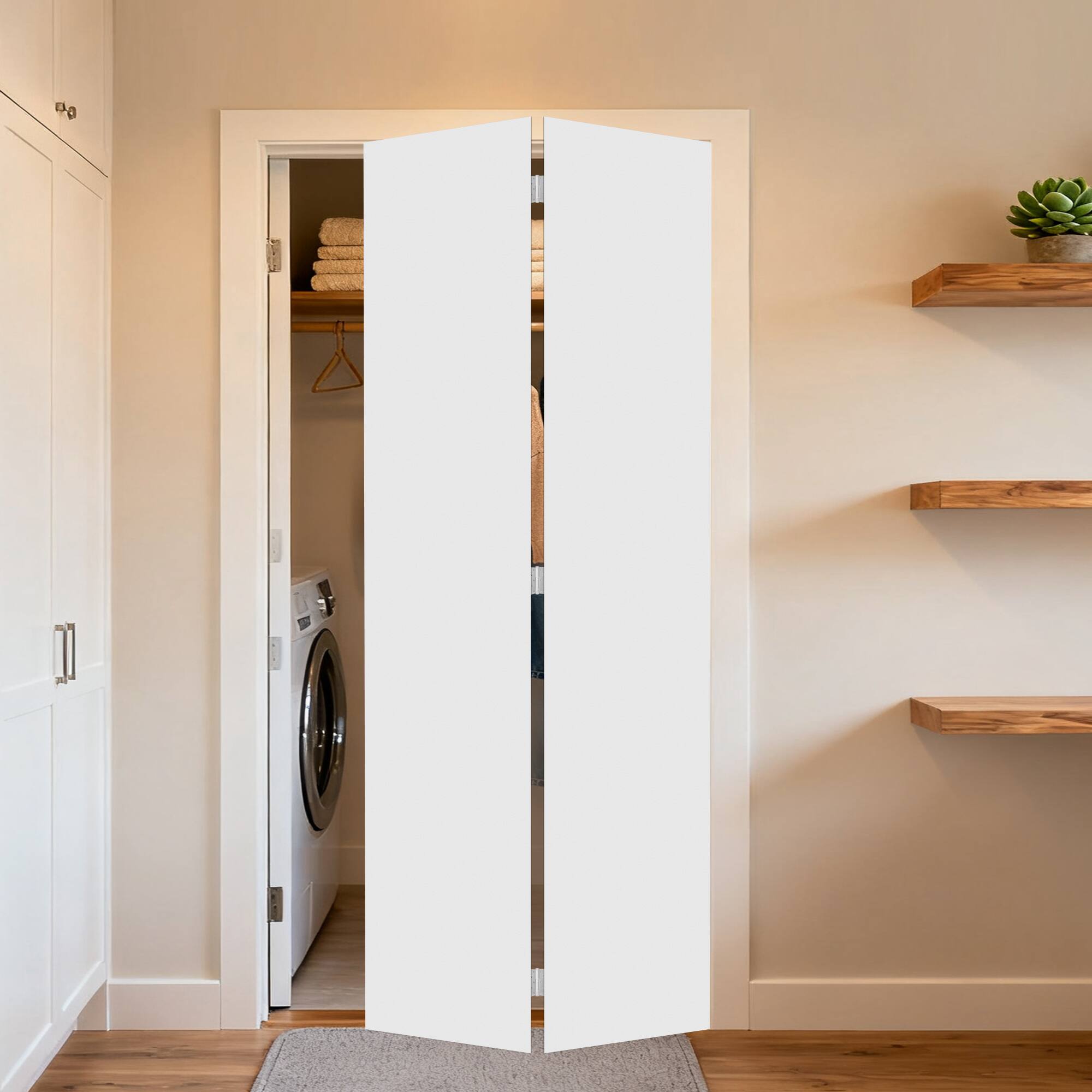 Alt View 1. Boyel Living - Milk White Modern 2-Panel Barn Sliding Door 30-in L x 0.75-in W x 80-in H with Hardware Kit - Milk White.