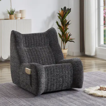 Front. Anysun - Oversized Bean Bag Chair with Armrests - Comfy Floor Sofa Lounge for Living Room & Bedroom. - Gray.