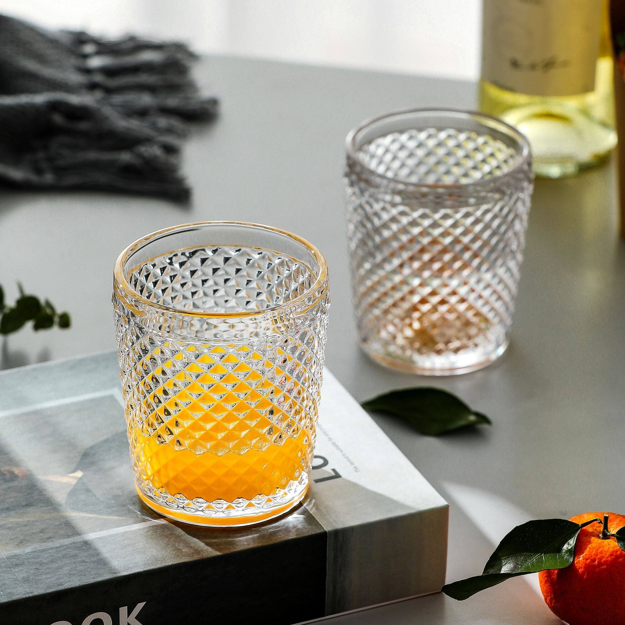 Angle. BreeBe - Chroma Clear Vintage Beverage Drinking Glass (9.5 oz. set of 6) - Clear.