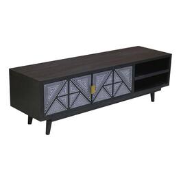 Furniture of America - Kanan Art Deco Solid Wood 2-Door TV Stand - Black