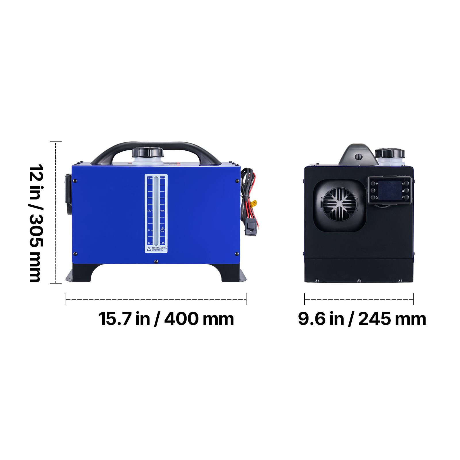12 in / 305 mm  
WT DE .. WWW - 15.7 in / 400 mm  
9.6 in / 245 mm