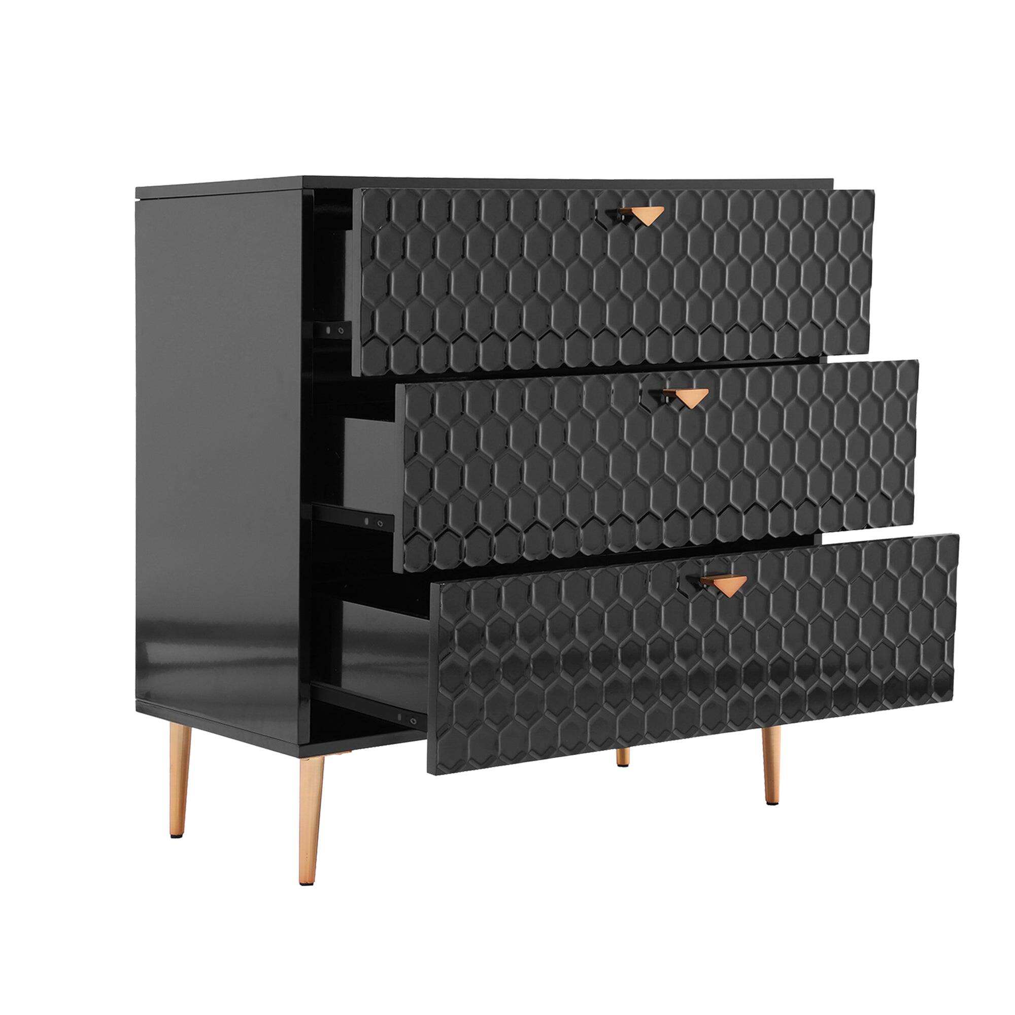 Alt View 8. Boyel Living - Black Accent Storage Cabinet with 3-Drawer Chest - Black.