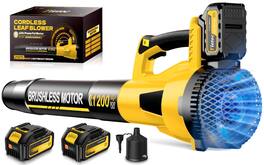 JETRANSPORT - Leaf Blower Cordless 1200w Brushless Electric With 2 X 5.0ah 6 Speed Blowers For Garden Patio Lawn Care - Yellow