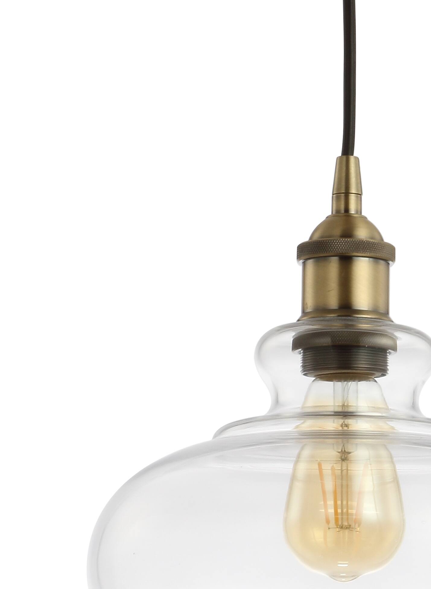 Alt View 4. Jonathan Y - Wyatt 9.5" Adjustable Drop Pharmacy Metal/Glass LED Pendant, Brass Gold - Brass Gold.