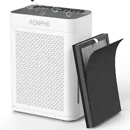 Renpho - Air Purifier for Large Room up to 3000 Sq.ft/2h, Double Washable Filter and Air Quality Sensor - White