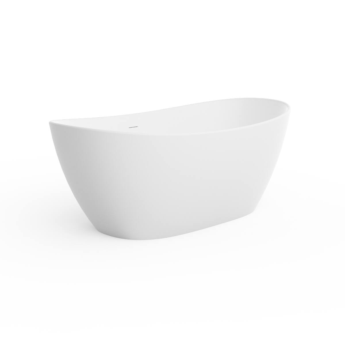 Alt View 1. Loheer - Loheer Solid Surface Freestanding Bathtub, Matte White Soaking Tub with Center Drain, 65 in - Matte White.