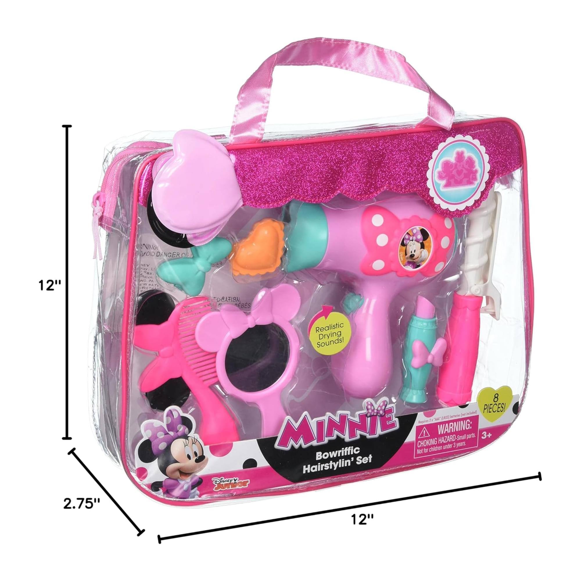 A MOID DANGER DF 12" P GRAFISA MEBES Realistic Drying Sounds! 2.75" 8 PIECES! - MINNIE Bowriffic Bow Hairstylin' Set CHOKING HAZARD - Small parts. Not for children under 3 years. WARNING: HAZARD ander 1 yours Smal p 3+