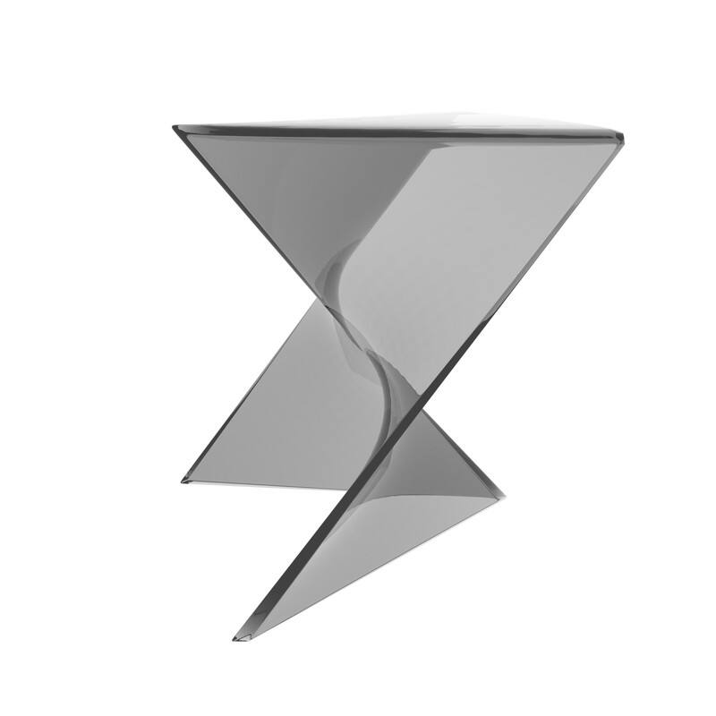 Alt View 7. LeisureMod - Randolph 15.75" Stackable Side Table, Weather-Resistant Triangular Plastic Accent End Table for Living Room or Backyard - Smoke.