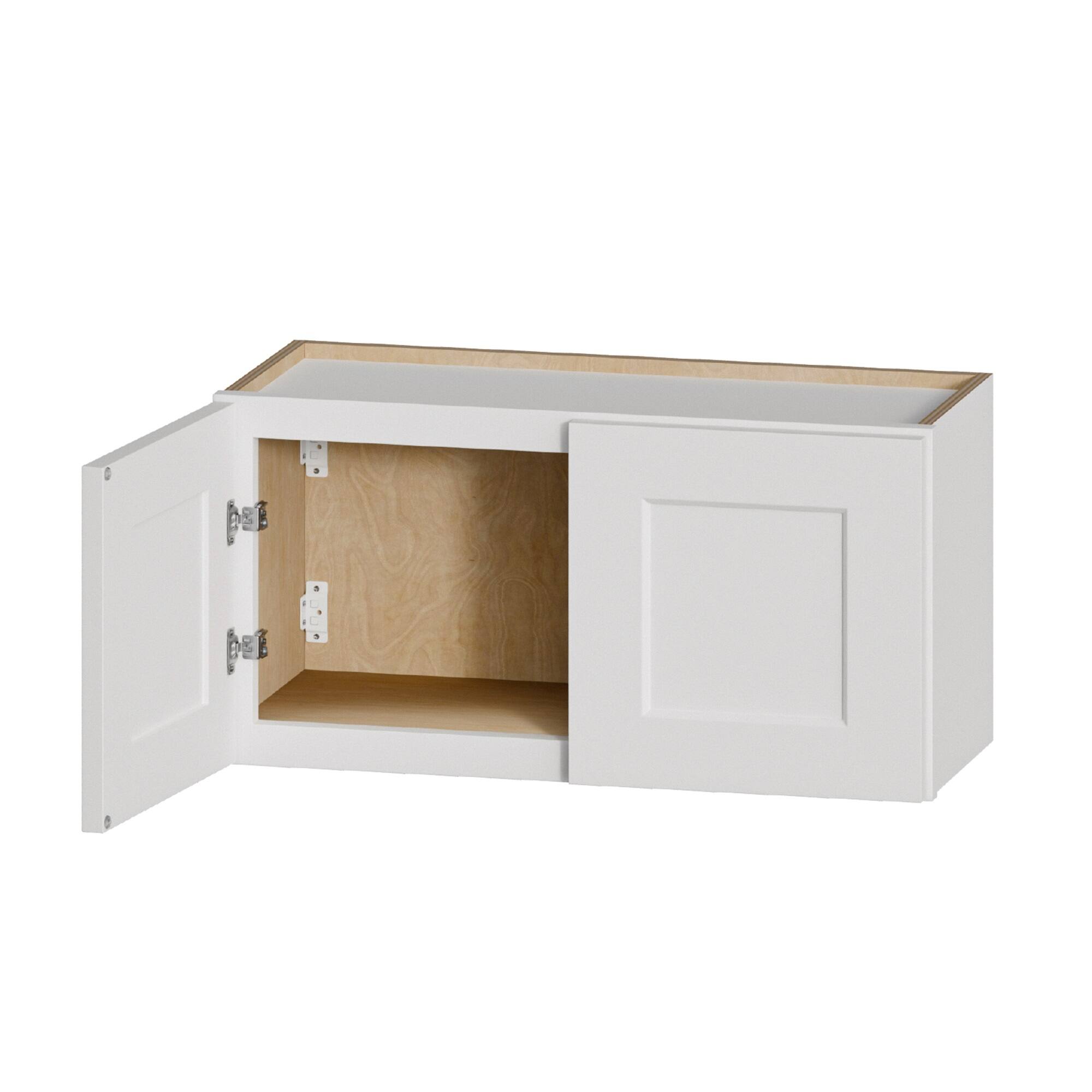 Alt View 3. Boyel Living - White Shaker Wall Cabinet with RTA 30-in L x 12-in W x 18-in H for Kitchen Bathroom Laundry Garage - White.
