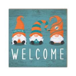 Fan Creations - Miami Dolphins 10'' x 10'' Welcome Gnomes Sign - Multicolor