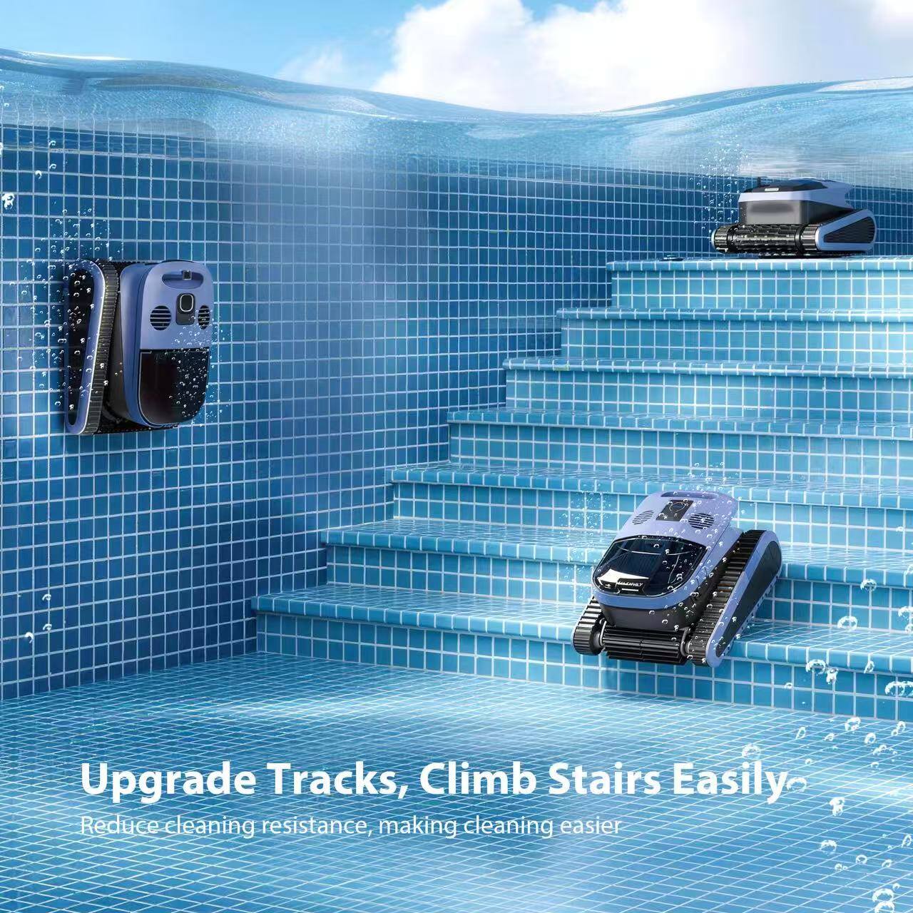 Upgrade Tracks, Climb Stairs Easily  
Reduce cleaning resistance, making cleaning easier