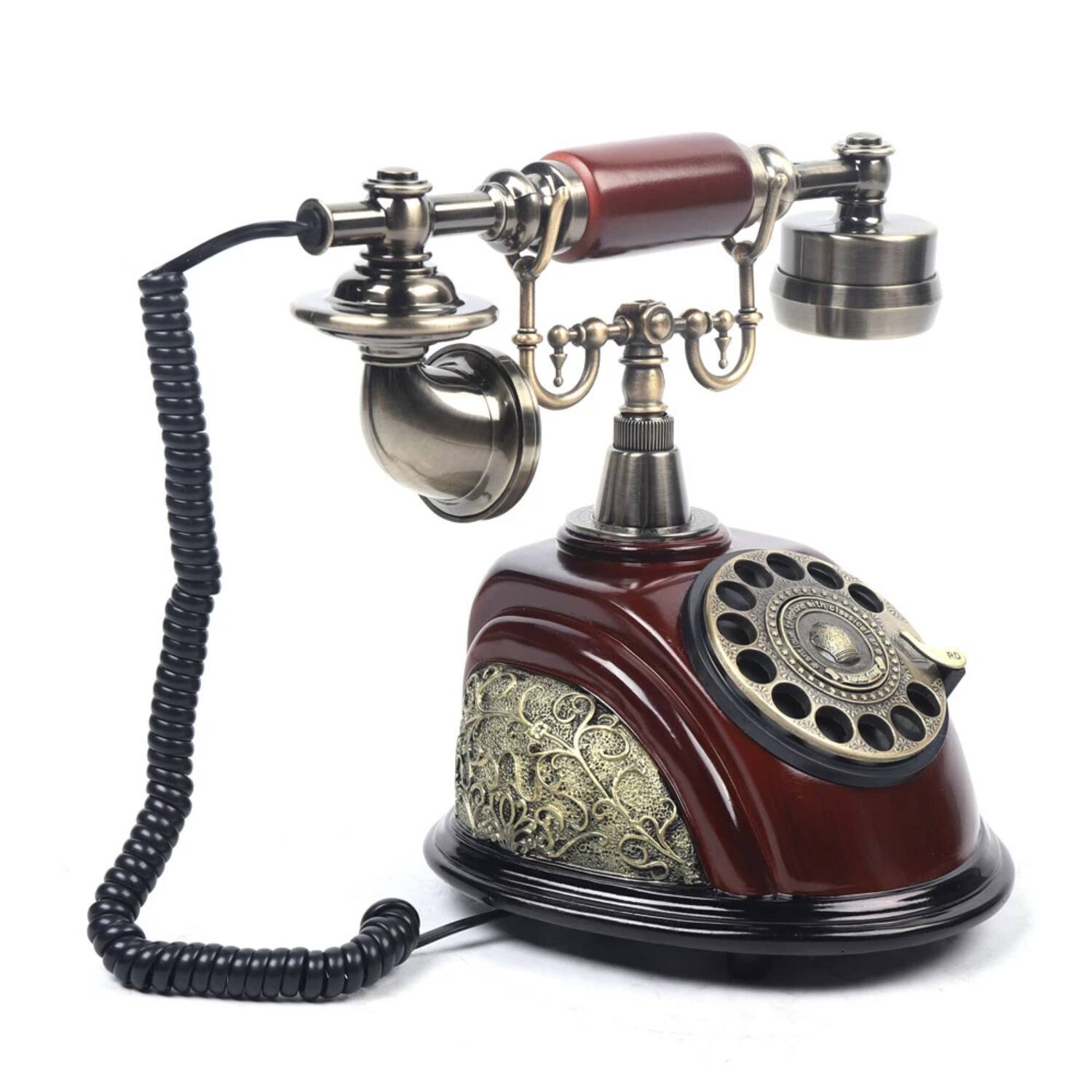 Back. Stock Preferred - Vintage Rotary Dial Telephone - Brown.