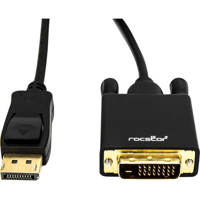 Rocstor - premium 6 ft DisplayPort 1.2v to DVI Cable M/M - Supports 3840 x 2160 @ 30Hz - 2K, 4K @ 30Hz - 1 x DisplayPort - Black
