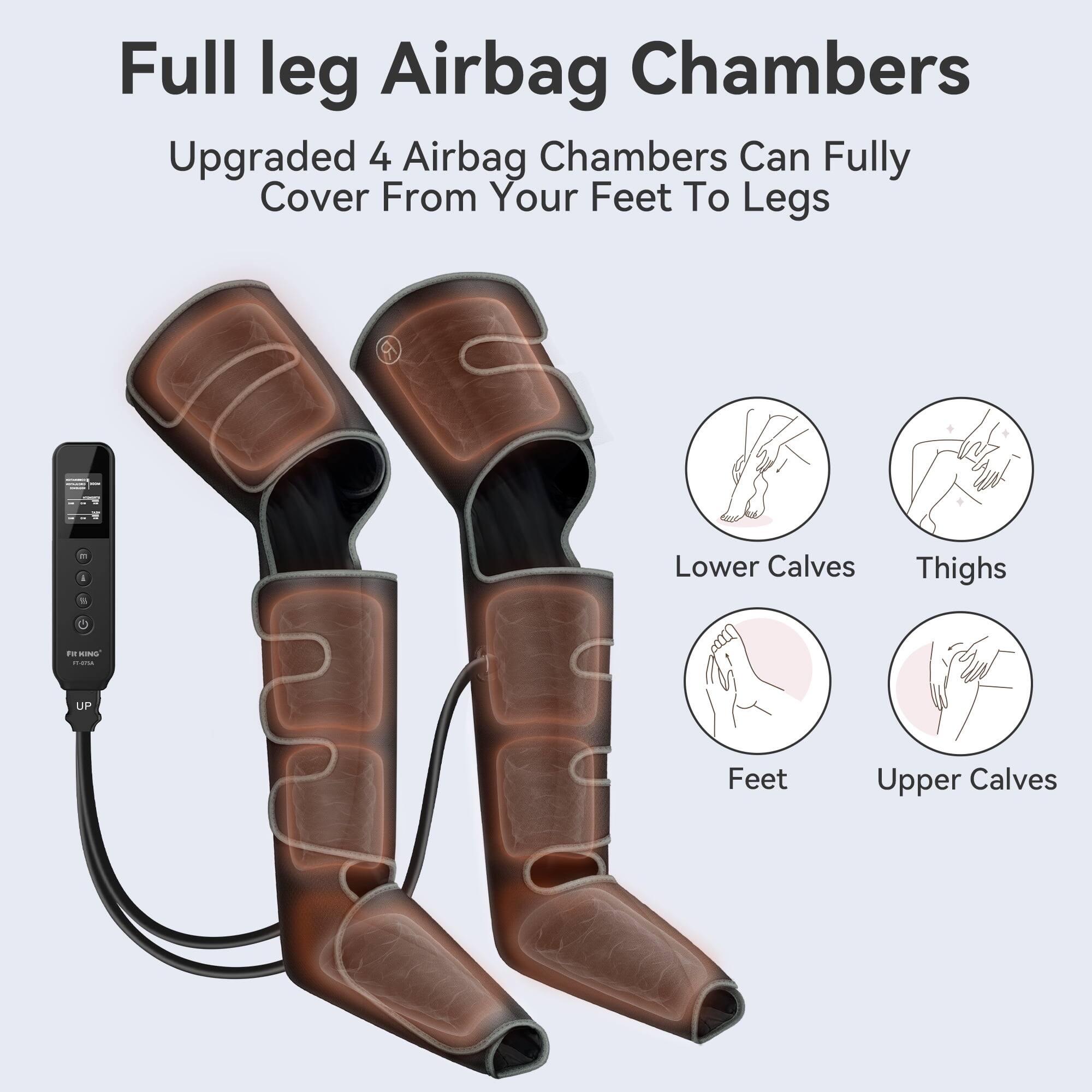 Full leg Airbag Chambers  
Upgraded 4 Airbag Chambers Can Fully Cover From Your Feet To Legs  

Lower Calves  
Thighs  
Feet  
Upper Calves  

11 KING" PT-0751  
UP
