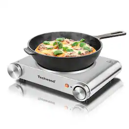 Techwood - 1200W Electric Cooktops with Infrared Ceramic Single Hot Plate, Portable & Lightweight, 120V - Silver