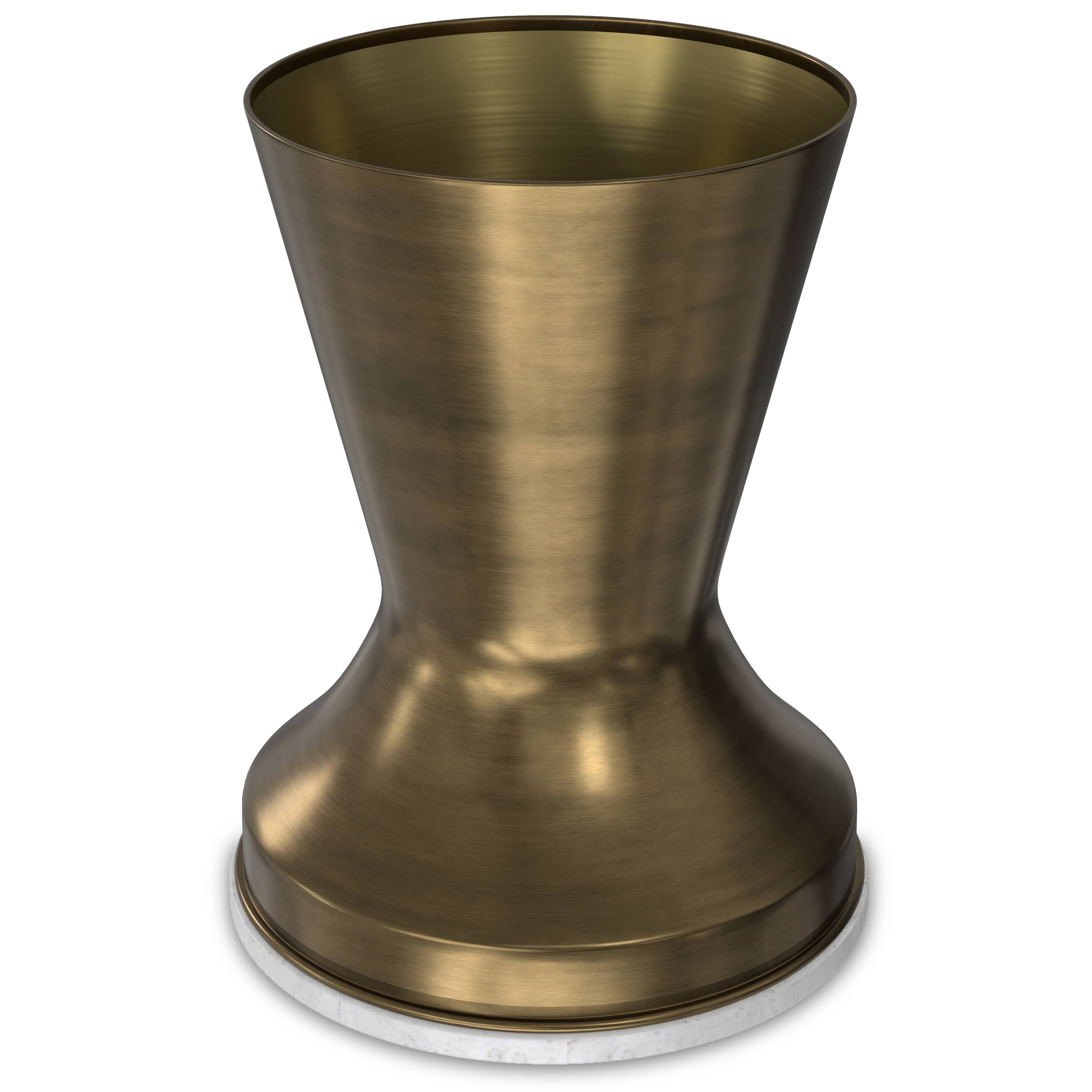 Alt View 1. Simpli Home - Raquel Modern Contemporary 14 inch Wide Metal Side Table in White / Antique Brass, Fully Assembled - White / Antique Brass.