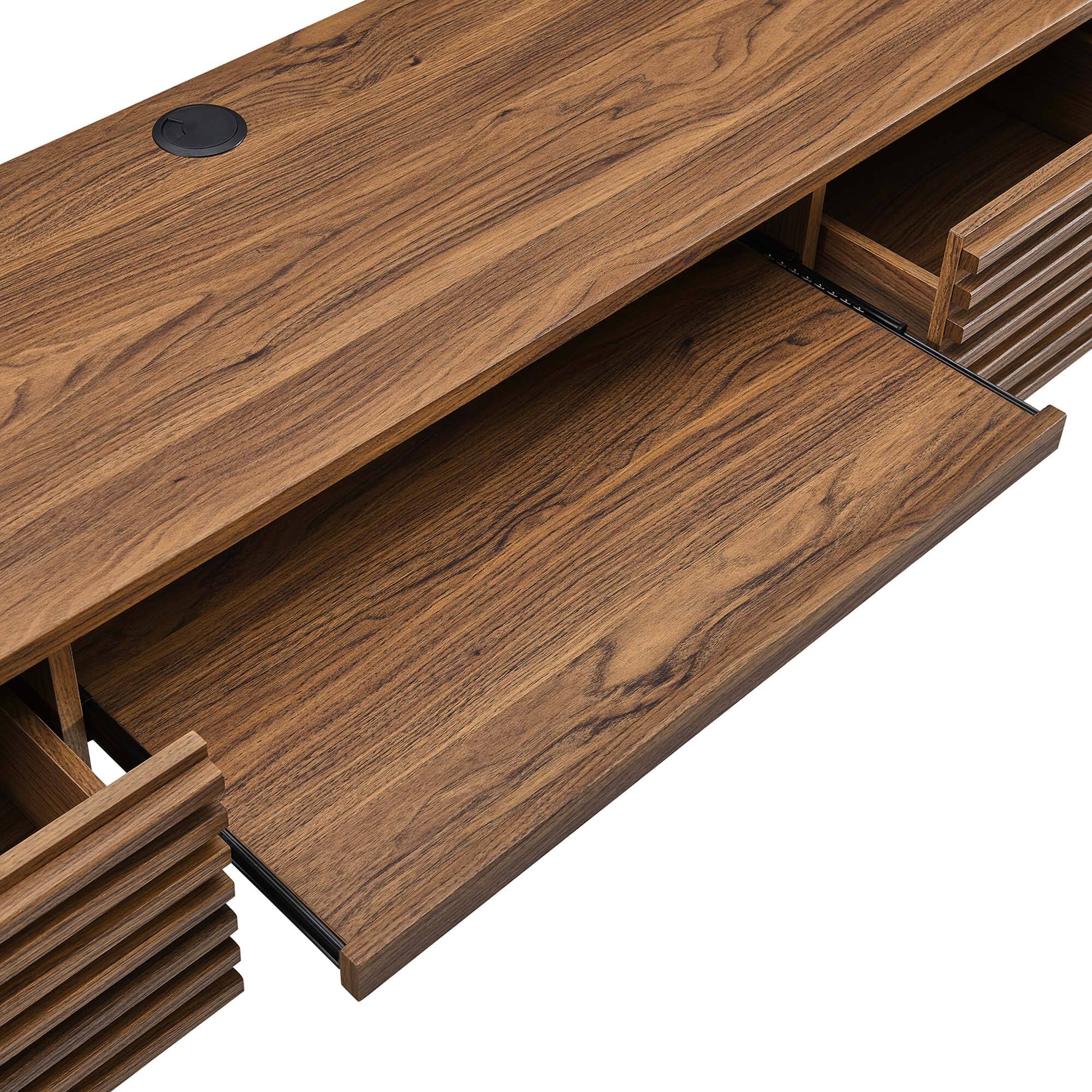 Alt View 5. Modway - Render Wall Mount Wood Office Desk by Modway - Walnut.