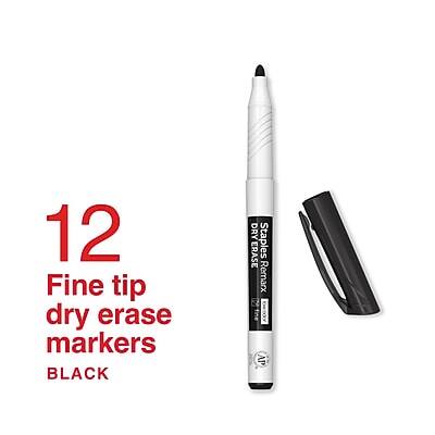 12 Fine tip dry erase markers BLACK  
Staples Remarx