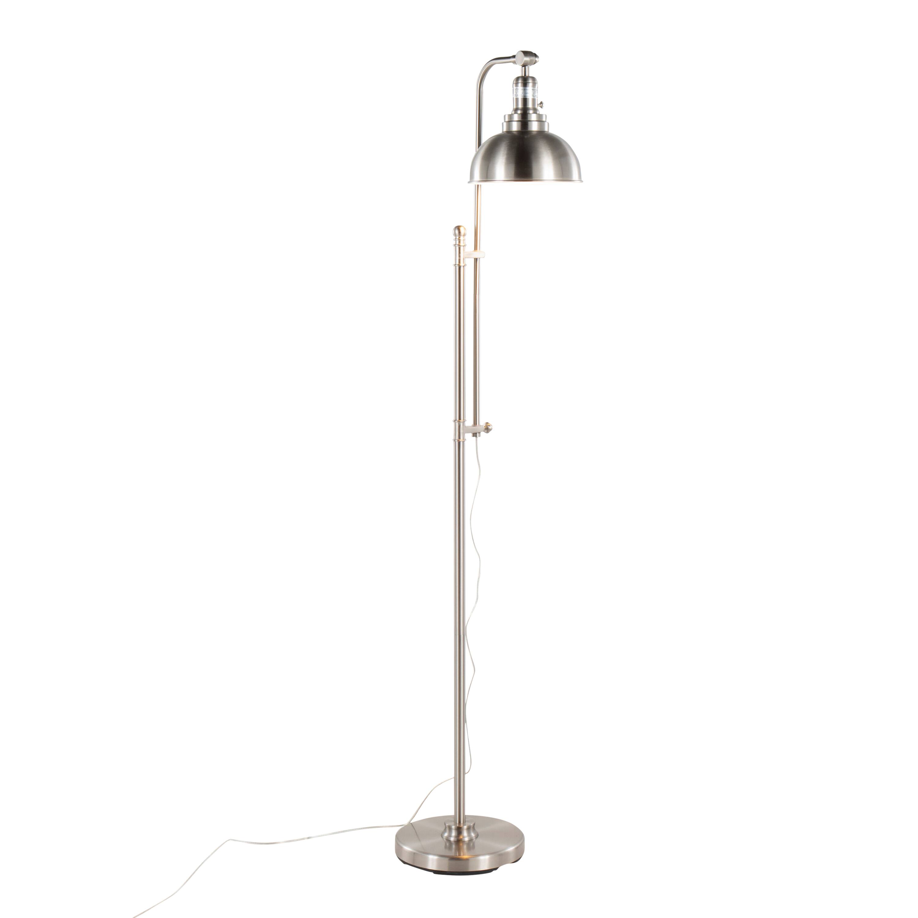 Angle. Loheer - Loheer 66 Inch Brushed Nickel Floor Lamp Modern Standing Light for Living Room - Nickel.