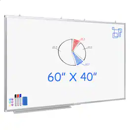 HOMLUX - Bulletin Boards Dry Erase 60x40, Large Whiteboard Dry Erase Boards, Aluminum Presentation Wall-Mounted Marker Board - White