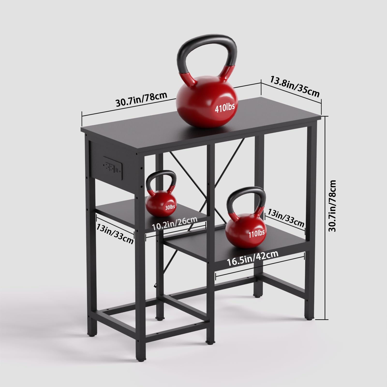 30.7in/78cm  
410lbs  
13.8in/35cm  

10.2in/26cm  
13in/33cm  
13in/33cm  
110lbs  
16.5in/42cm  
30.7in/78cm