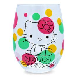 Silver Buffalo - Sanrio Hello Kitty Loves Ice Cream Teardrop Stemless Wine Glass | Holds 20 Ounce - Pink
