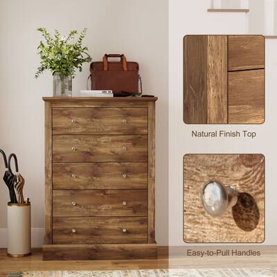 Homcom Dresser for Bedroom with 5 Drawers, 31" Wide Farmhouse Chest of Drawers with Wood Top, Anti Tip Kit Brown 83D-028V80BN - Best Buy Homcom Dresser for Bedroom with 5 Drawers, 31" Wide Farmhouse Chest of Drawers with Wood Top, Anti Tip Kit Brown 83D-028V80BN - Best Buy