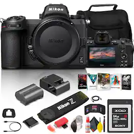 Nikon - Z 7II Mirrorless Digital Camera 45.7MP (Body Only) (1653) + 64GB XQD Card + Corel Photo Software + Case + HDMI Cab