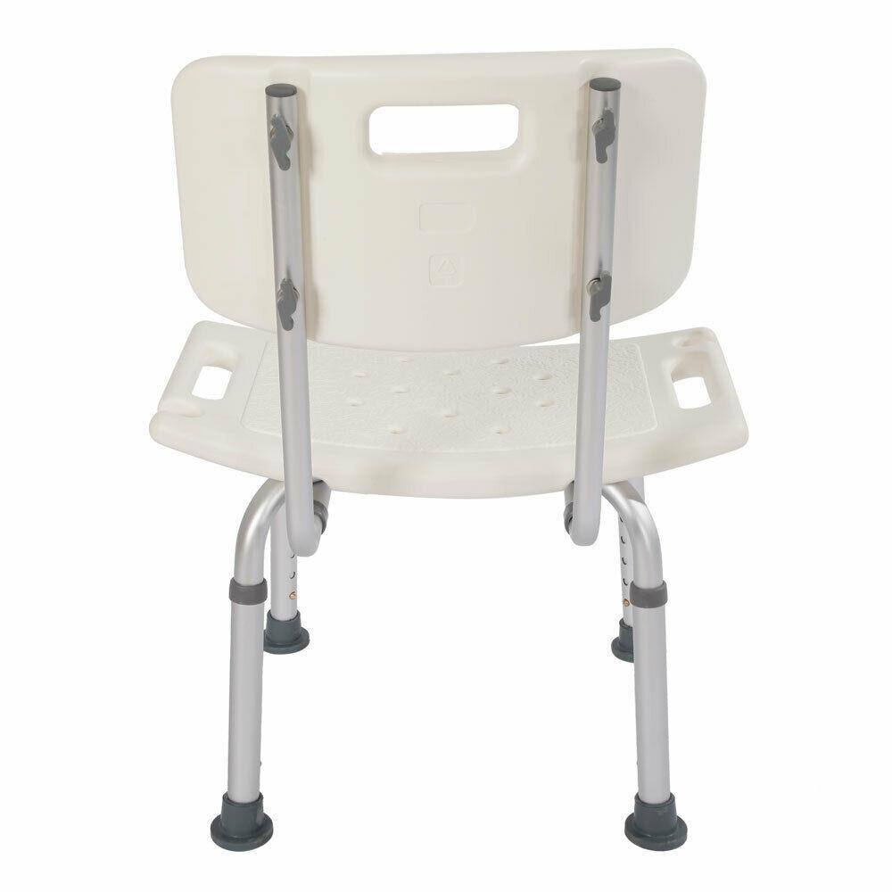 Back. Winado - 7-Height Adjustable Bath Chair, 330LBS Capacity, Tool-Free Assembly Shower Bench with Back & Shower Holder for Elderly - White.