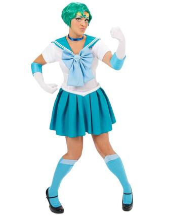 Front. Seasonal Visions International - Sailor Moon Mercury Sexy Adult Costume Small - White.