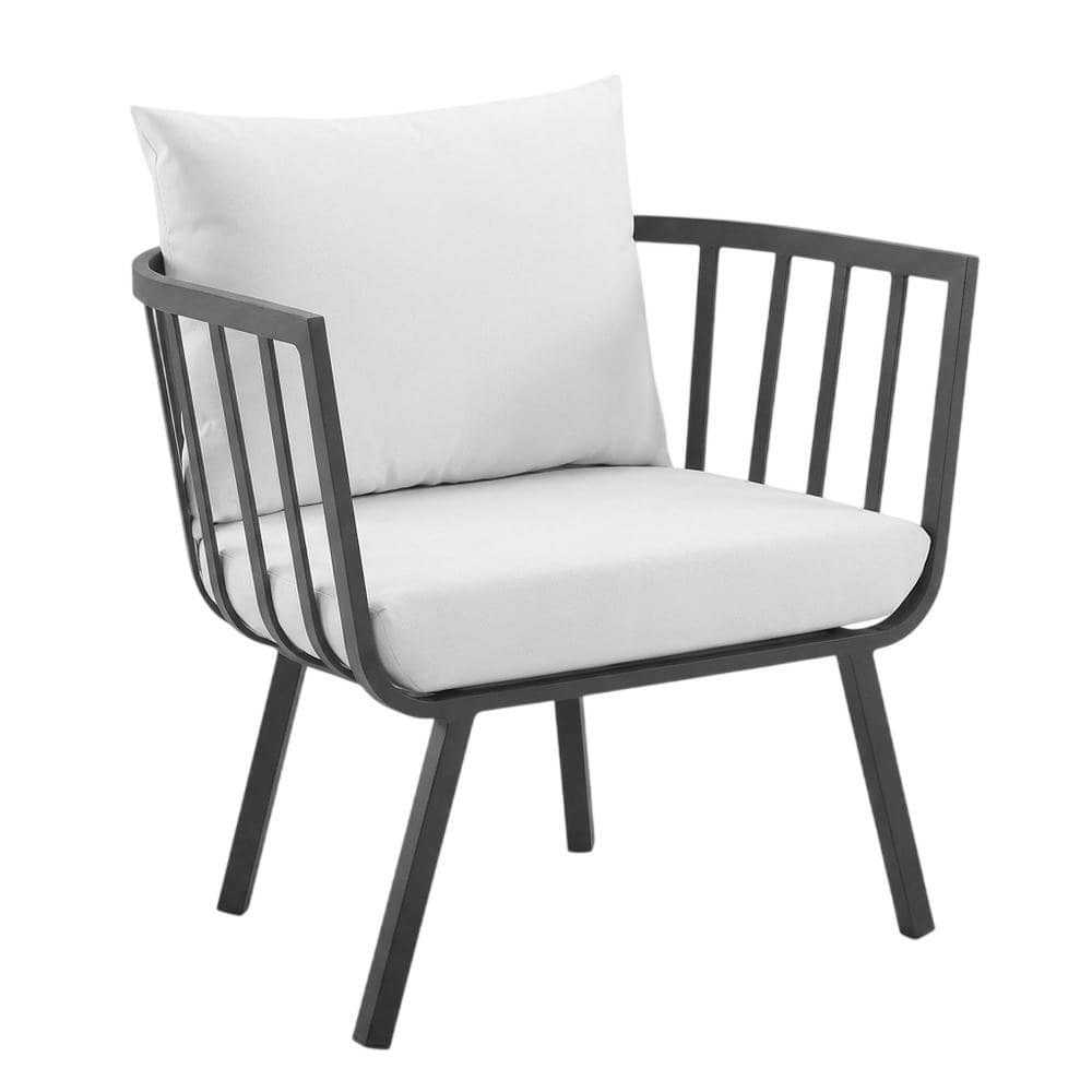 Outdoor Escape - Aluminum Armchair Set of 2 for Outdoor Patio Lounge with Cushions - Gray