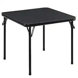Vecelo - Folding Card Table - 140 lbs, Camping Table, Suitable for Poker, Games and Indoor and Outdoor, Portable Design - Black