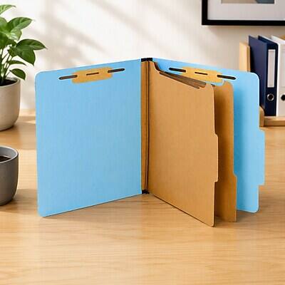 Alt View 5. Staples - Recycled Pressboard Classification Folder, 2-Dividers, 2 1/2" Expansion, Letter Size, 20/Box - Light Blue.