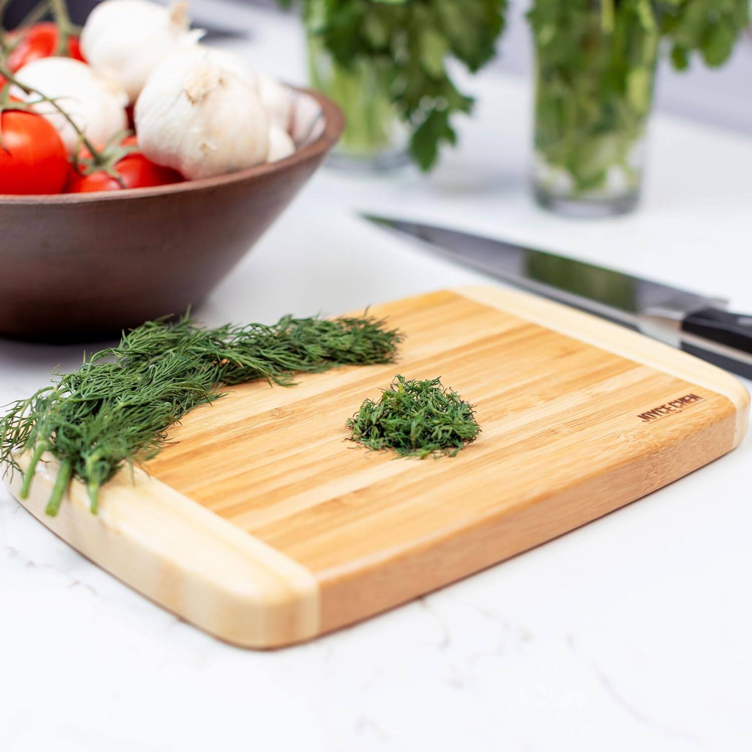 Alt View 8. Escali - Joyce Chen Medium Burnished Bamboo Cutting Board, 8x12 Inches - Natural.