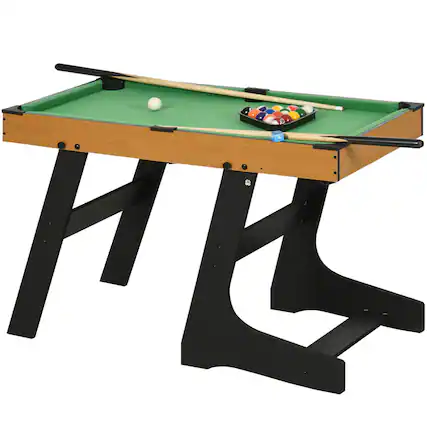 Front. HTUTWOO - Billiards Tabletop Game 38" - Foldable Pool Table Set, Folding for Storage with Balls, Cues, Chalk, Brush for Game Room - Green.