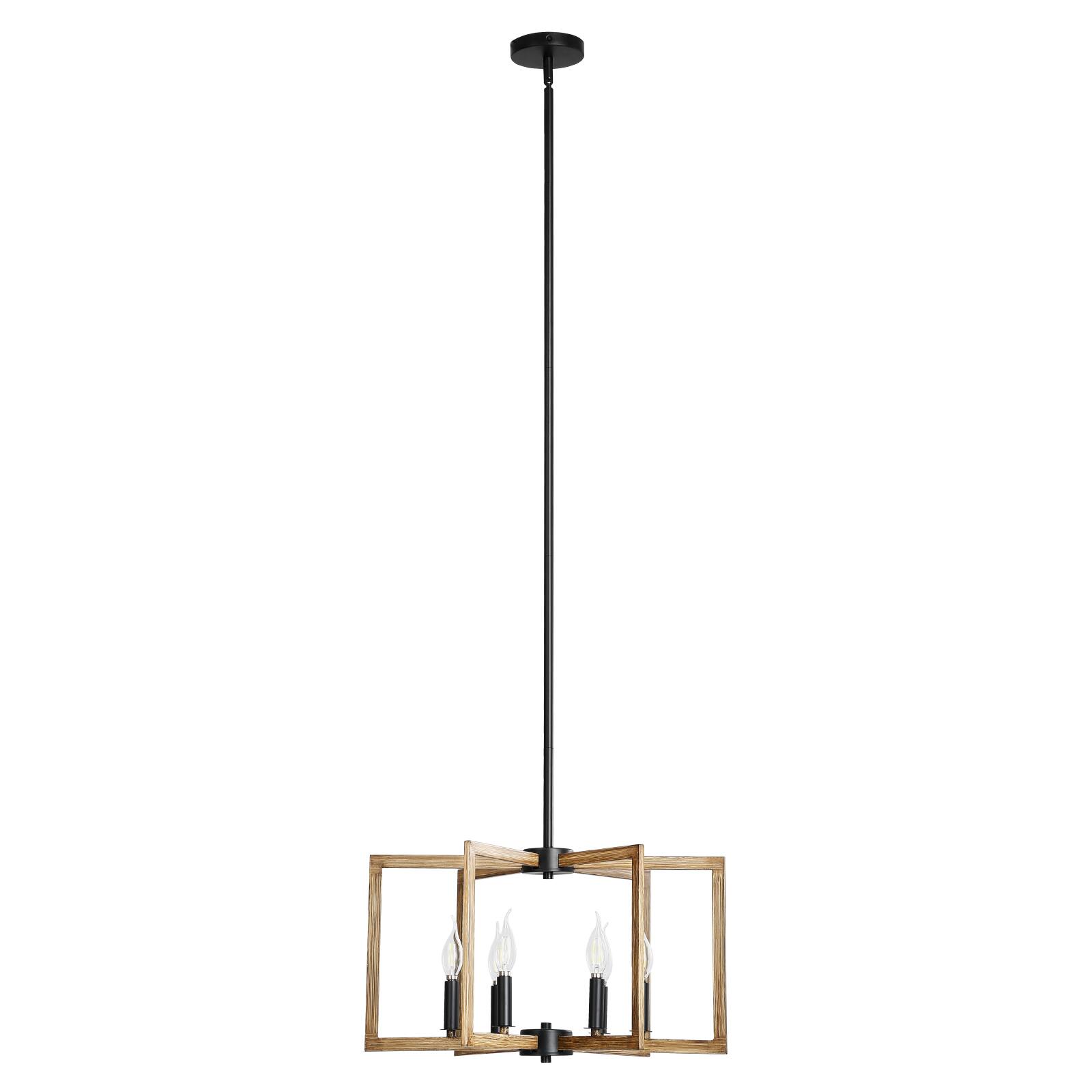 Alt View 5. VEVOR - 6-Light Chandelier, Metal Farmhouse Chandelier, Adjustable Height, Dining Room Hanging Light Fixture for Ceilings - Black,Dark Wood.