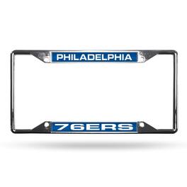 Rico Industries - Philadelphia 76ers NBA All Corner EZ View Chrome Metal Laser Cut License Plate Frame - Multi