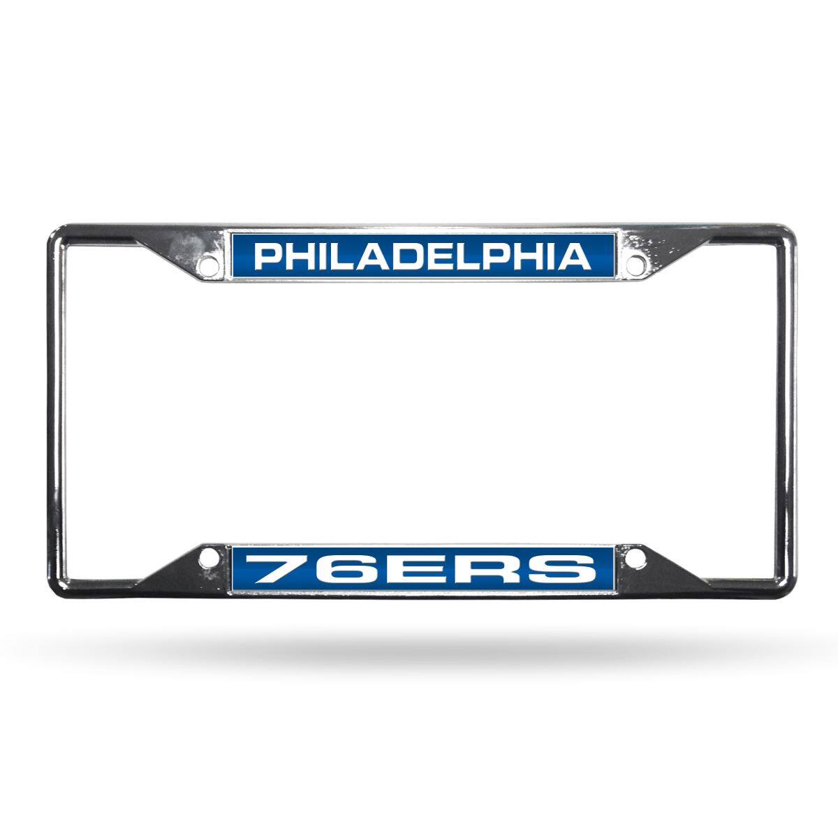 Philadelphia 76ers NBA All Corner EZ View Chrome Metal Laser Cut License Plate Frame