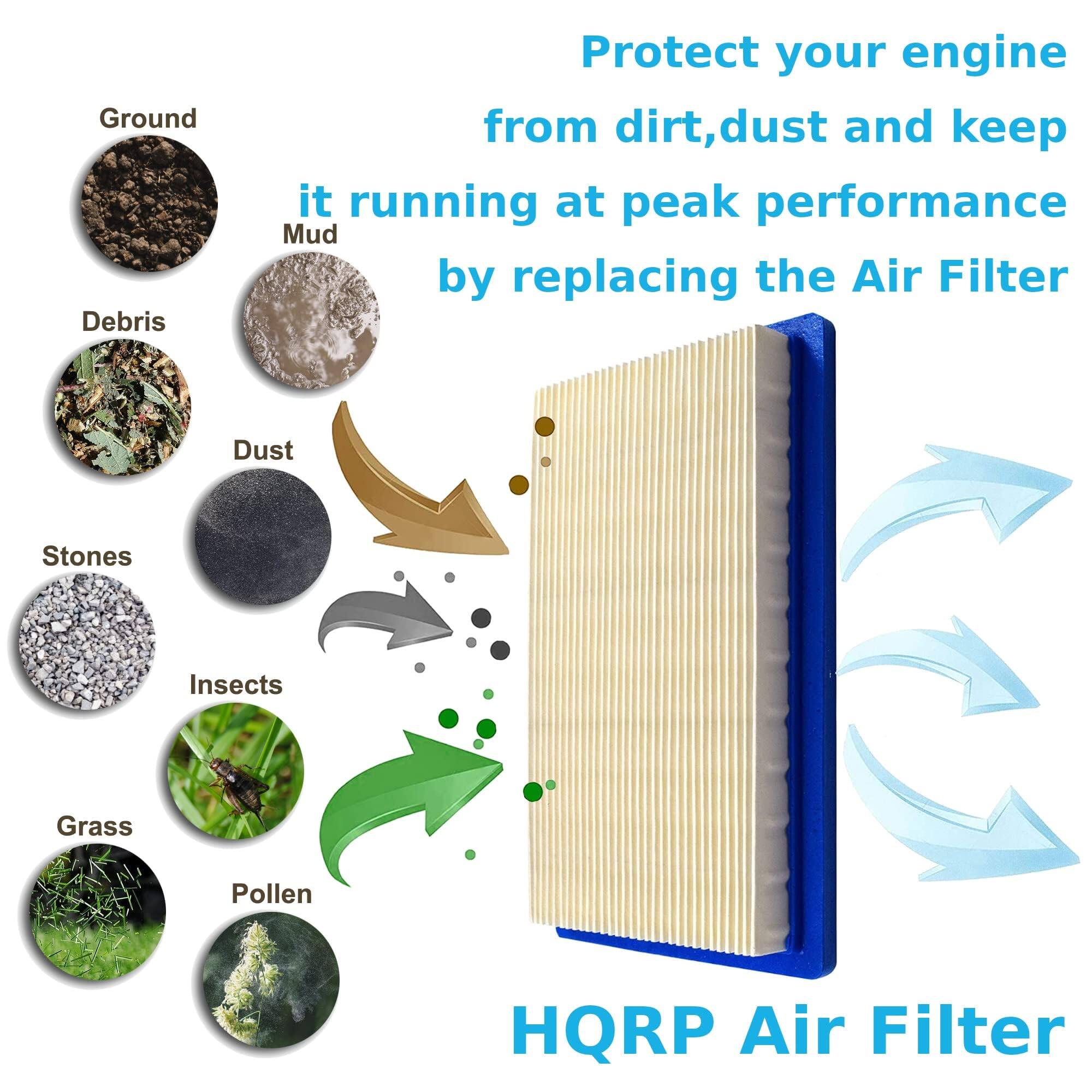 Protect your engine from dirt, dust, and keep it running at peak performance by replacing the Air Filter.

Ground Debris
- Mud
- Dust
- Stones
- Insects
- Grass
- Pollen

HQRP Air Filter